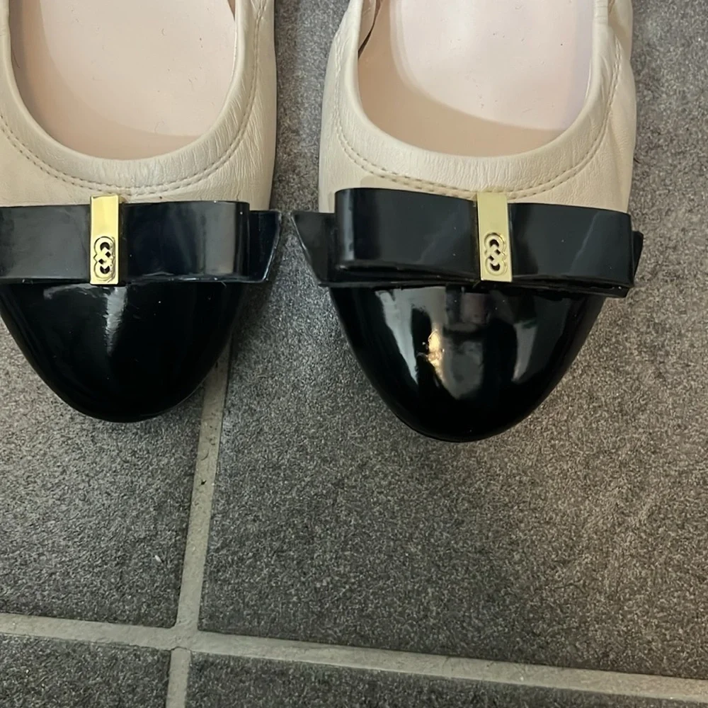 Cole Haan Ballet Flats Size 10 Black and Cream Leather